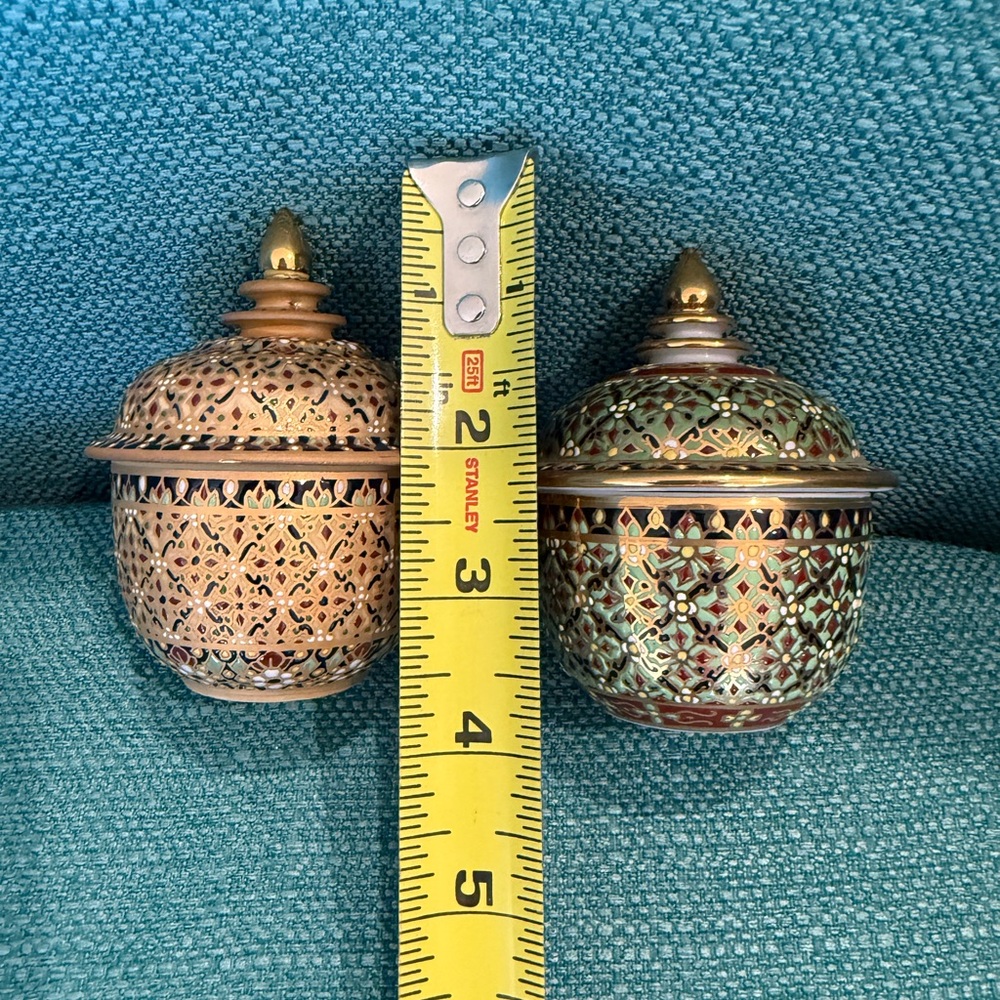 Thai Inspired Decorative Ceramic Lidded Jars